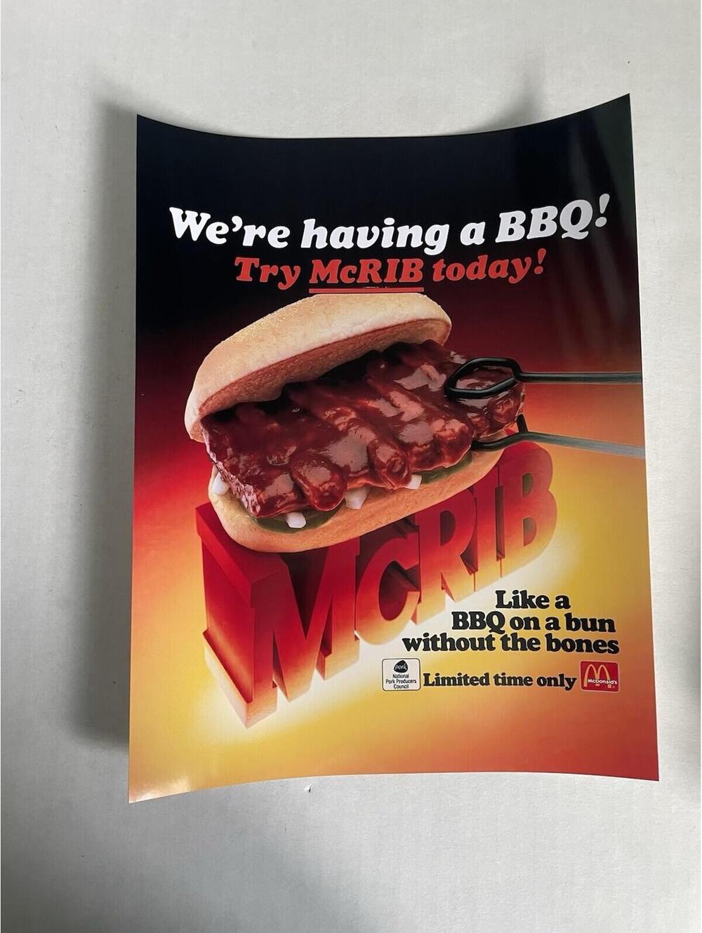 McDonalds BBQ MCRIB Happy Meal REPRINT Display Sign Ad McDonald’s Poster Promo